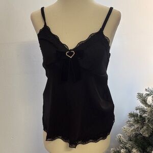 ROMWE Black Lace Trim Tank Top